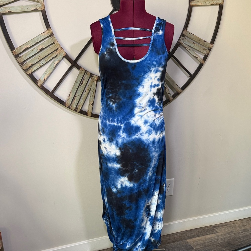 Cato Blue Tie-Dye Strappy Back Maxi Dress